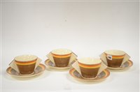 Lot 133 - A set of four Clarice Cliff four cups and saucers.