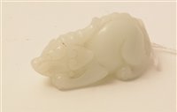 Lot 37 - Chinese white hardstone carving of a mystical beast