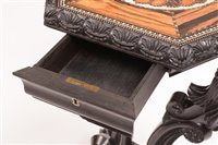 Lot 967 - A 19th Century Singhalese carved ebony and calamander specimen occasional table.