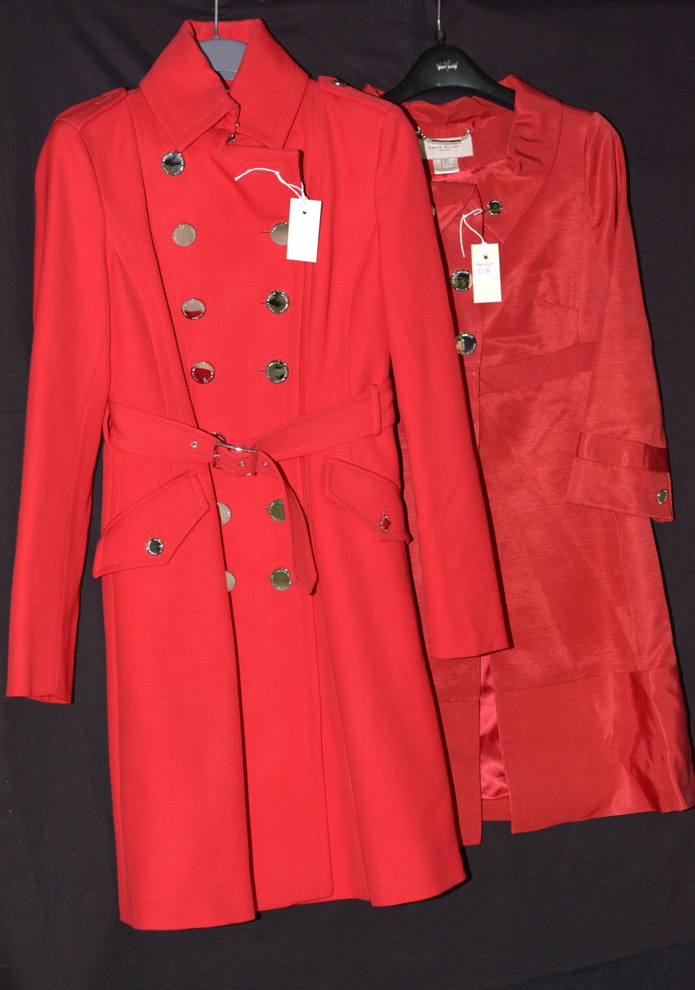 Lot 318 Karen Millen red military type overcoat and