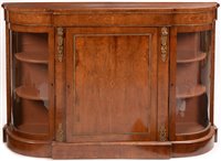 Lot 979 - A Victorian inlaid walnut breakfront credenza.