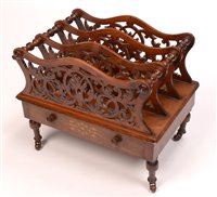 Lot 980 - A Victorian inlaid walnut four division canterbury.