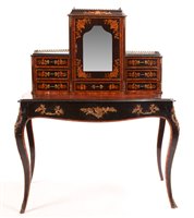 Lot 982 - A late 19th Century inlaid walnut, ebonized and giltmetal mounted bonheur de jour