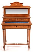 Lot 1028 - A late 19th Century kingwood, marquetry and brass inlaid bonheur du jour