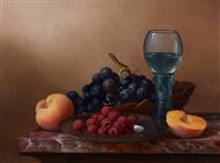 Lot 393 - Still-life fruit and a hock glass.