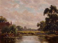Lot 391 - A punt on a river in summer.