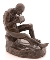 Lot 436 - Bronze study-naked and seated old man