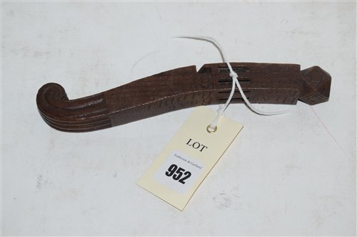 Lot 952 - 19th Century carved wooden knitting sheath.