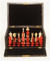 Lot 466 - Ivory chess set in inlaid box