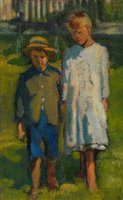 Lot 380 - "Study of two children".