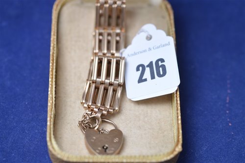 Lot 216 - Gold gate link bracelet