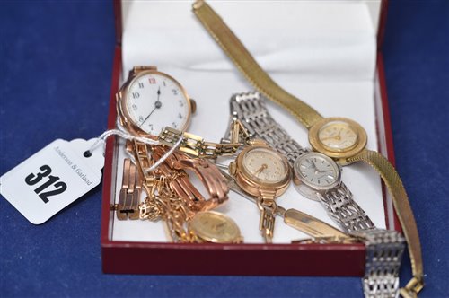 Lot 312 - Five lady's wristwatches.
