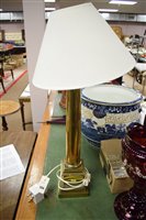 Lot 1234 - Brass column table lamp.