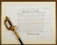 Lot 368 - George VI indenture & sword