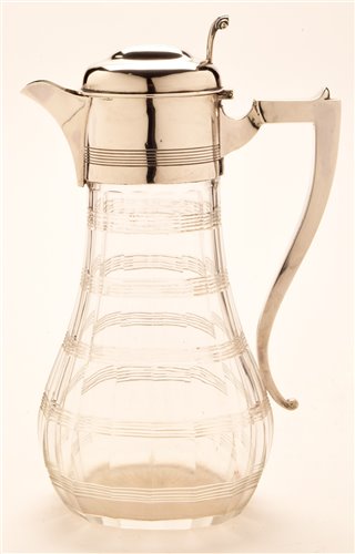 Lot 573 - Cut Glass silver mounted claret jug