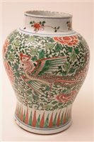 Lot 27 - Chinese Wucai Transitional inverted baluster vase