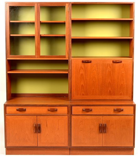 Lot 1084 - G-Plan: teak wall unit in two sections.