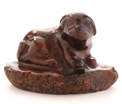 Lot 49 - 19th Century Chinese carved dark brown agate puppy