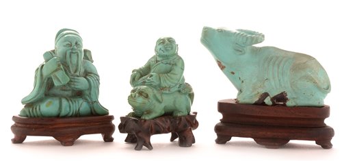 Lot 50 - 19th Century Chinese carved turquoise figure