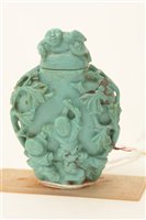 Lot 52 - 19th Century Chinese carved turquoise agate bottle and stopper