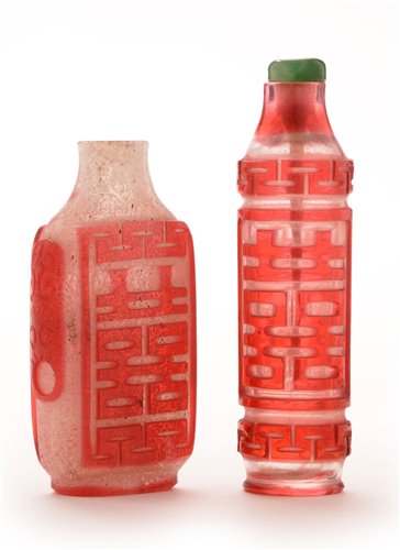 Lot 55 - A late 19th Century Chinese red overlay glass