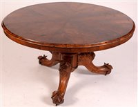 Lot 991 - A Victorian mahogany tilt action dining table,.