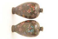 Lot 95 - Pair of miniature Japanese cloisonne vases