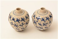 Lot 18 - Pair of 19th Century Chinese porcelain small oval jars and covers