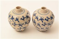 Lot 18 - Pair of 19th Century Chinese porcelain small oval jars and covers