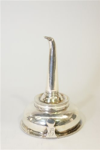 Lot 611 - George III silver wine funnel