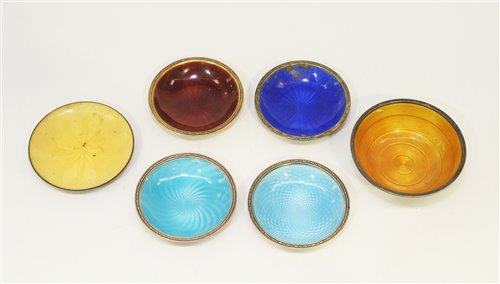 Lot 632 - Norwegian silver and enamel dishes
