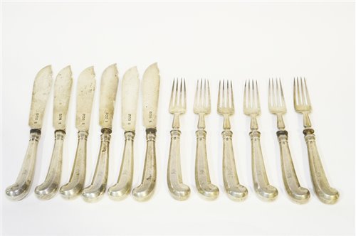 Lot 588 - Set of six fish knives and forks