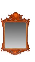 Lot 1013 - A Georgian inlaid mahogany and parcel gilt wall mirror.