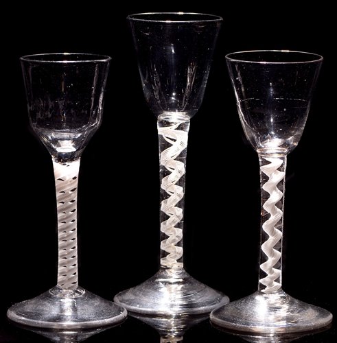 Lot 190 - Georgian double series opaque twist wine glass