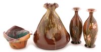 Lot 115 - Linthorpe studio pottery vase, and three others