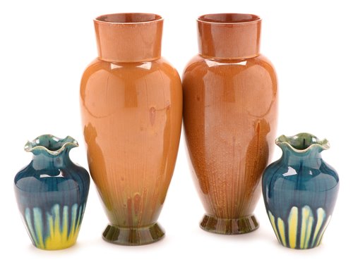 Lot 118 - Two Linthorpe brown vases and two others