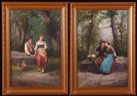 Lot 364 - Young couples courting in the woods.