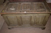 Lot 728 - A panelled oak coffer with internal box.