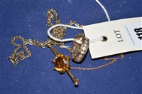 Lot 118 - A dress ring; a bar brooch; and a chain.