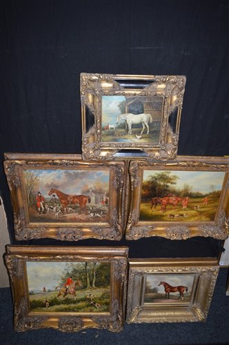 Lot 94 - 20th Century English School hunting scenes and horses