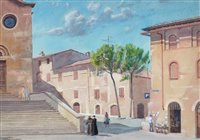 Lot 282 - John Hammond Harwood - "Piazza del Duomo, San Gimignano"