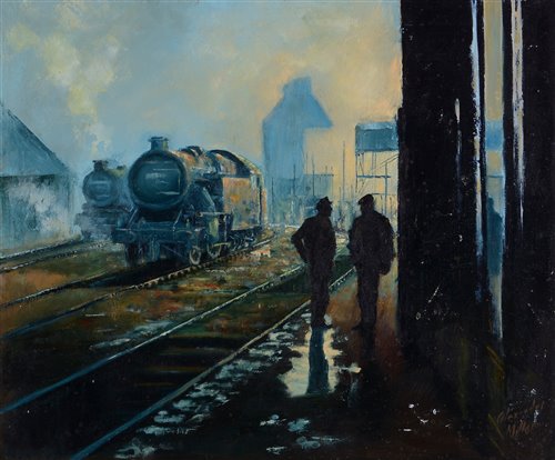 Lot 373 - "Early morning at the railway sidings".
