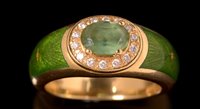 Lot 830 - Fabergé tourmaline and enamel ring