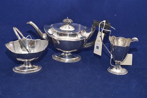 Lot 181 - An Edward VII silver teapot and other various items.
