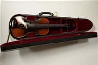 Lot 690 - French violin in coffin case and bow