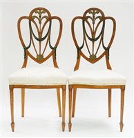 Lot 732 - Pair painted satinwood occasional chairs.