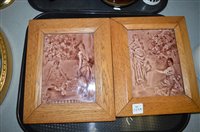 Lot 539A - A pair of framed tiles.