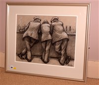Lot 303 - Norman Stansfield Cornish - Three men at a bar counter.