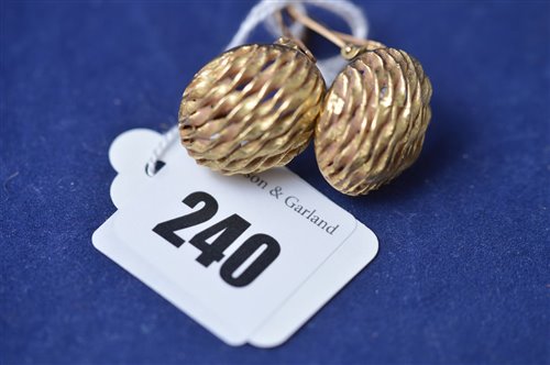 Lot 240 - Yellow metal earrings
