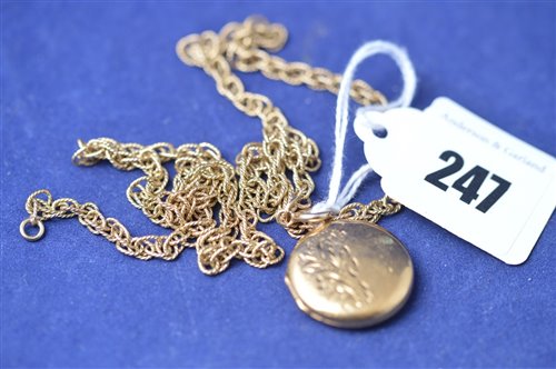 Lot 247 - 9ct necklace and rolled gold pendant